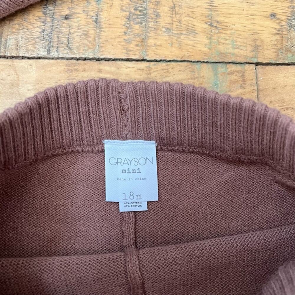 Grayson mini Baby Brown Fair Isle Knit Cardigan Sweater & Pants 2-Piece 18M NWT - Picture 12 of 13